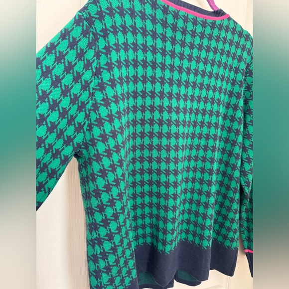 APPLESEED’S SWEATER/CARDIGAN. SIZE XL BUTTONED, NAVY/GREEN HOUNDSTOOTH, VINTAGE - Picture 7 of 12
